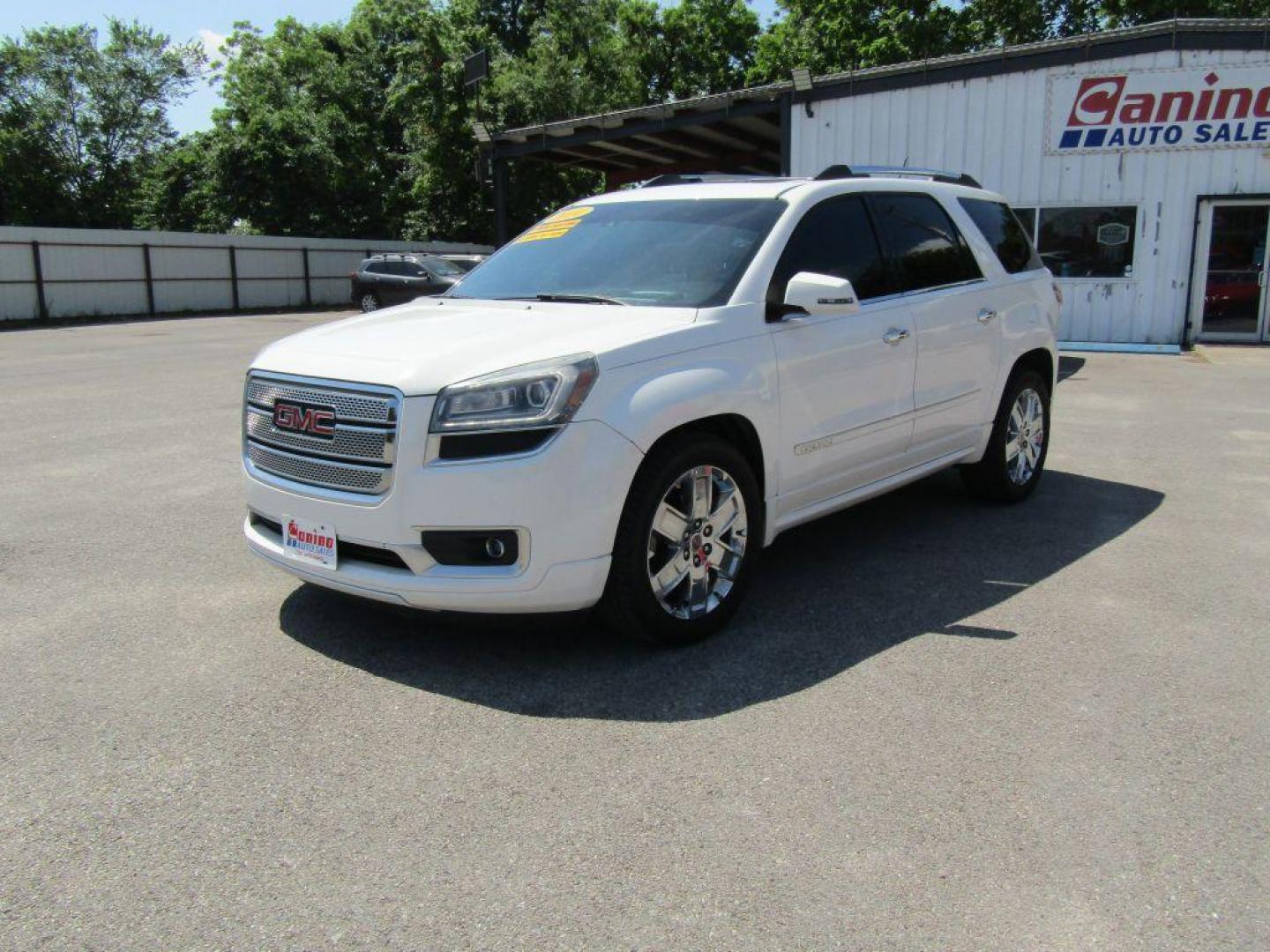 2014 WHITE GMC ACADIA DENALI DENALI (1GKKRTKD8EJ) with an 3.6L engine, Automatic transmission, located at 830 E. Canino Rd., Houston, TX, 77037, (281) 405-0440, 38.358219, -81.729942 - Photo#1