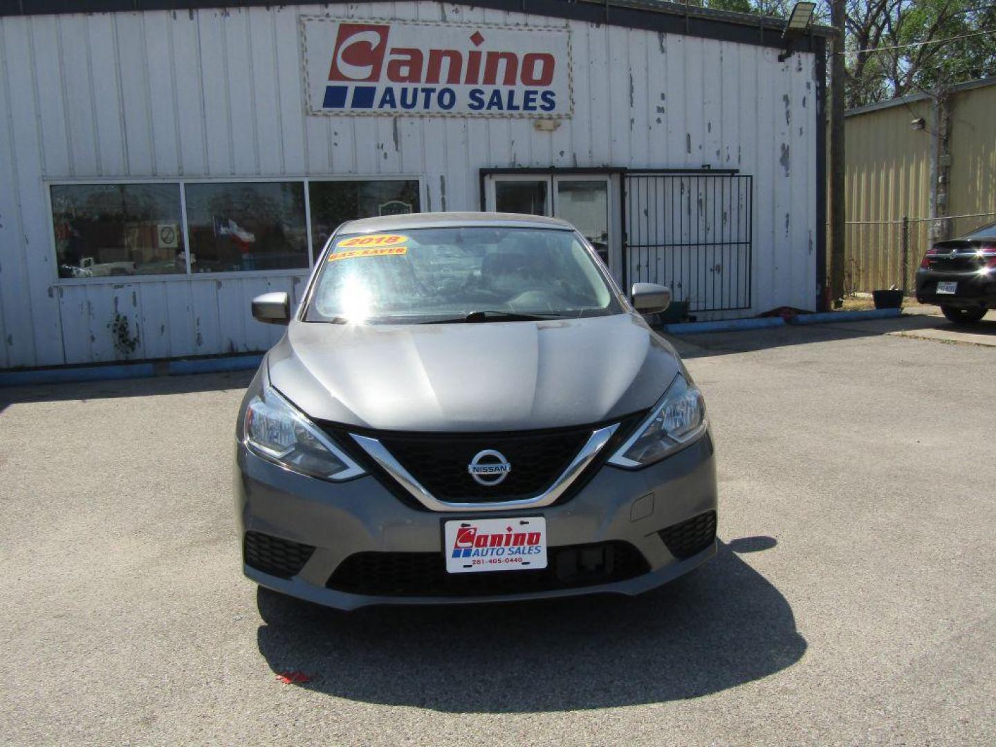 2018 GRAY NISSAN SENTRA S (3N1AB7AP5JL) with an 1.8L engine, Continuously Variable transmission, located at 830 E. Canino Rd., Houston, TX, 77037, (281) 405-0440, 38.358219, -81.729942 - Photo#0