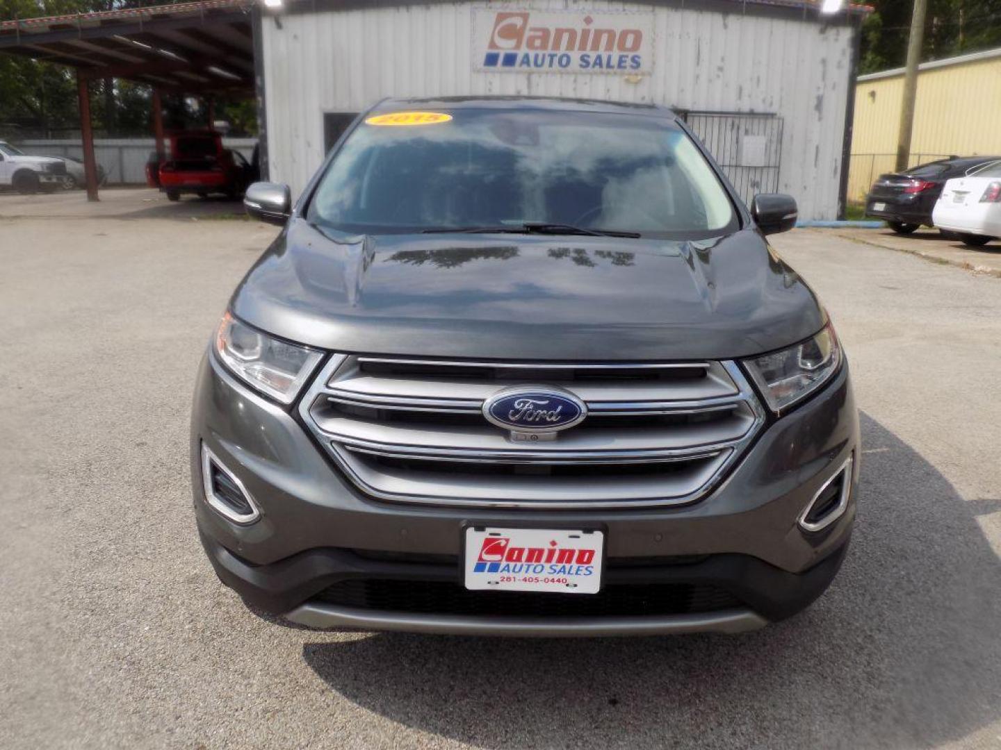 2015 GRAY FORD EDGE TITANIUM (2FMPK4K95FB) with an 2.0L engine, Automatic transmission, located at 830 E. Canino Rd., Houston, TX, 77037, (281) 405-0440, 38.358219, -81.729942 - Photo#0