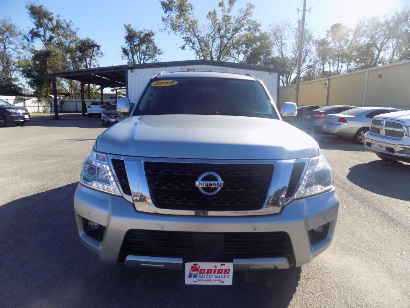 2018 SILVER NISSAN ARMADA SV (JN8AY2ND1J9) with an 5.6L engine, Automatic transmission, located at 830 E. Canino Rd., Houston, TX, 77037, (281) 405-0440, 38.358219, -81.729942 - Photo#0